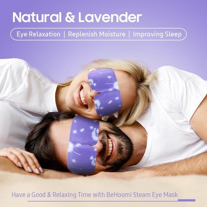 BeHoomi 20Packs Steam Eye Mask, Heated Eye Mask Warm Compress for Eyes, Disposable Self Heating Steam Mask for Home, Sleep, Spa, Travel Essentials & Relaxation Gifts, Valentine's Day Gifts (Lavender)