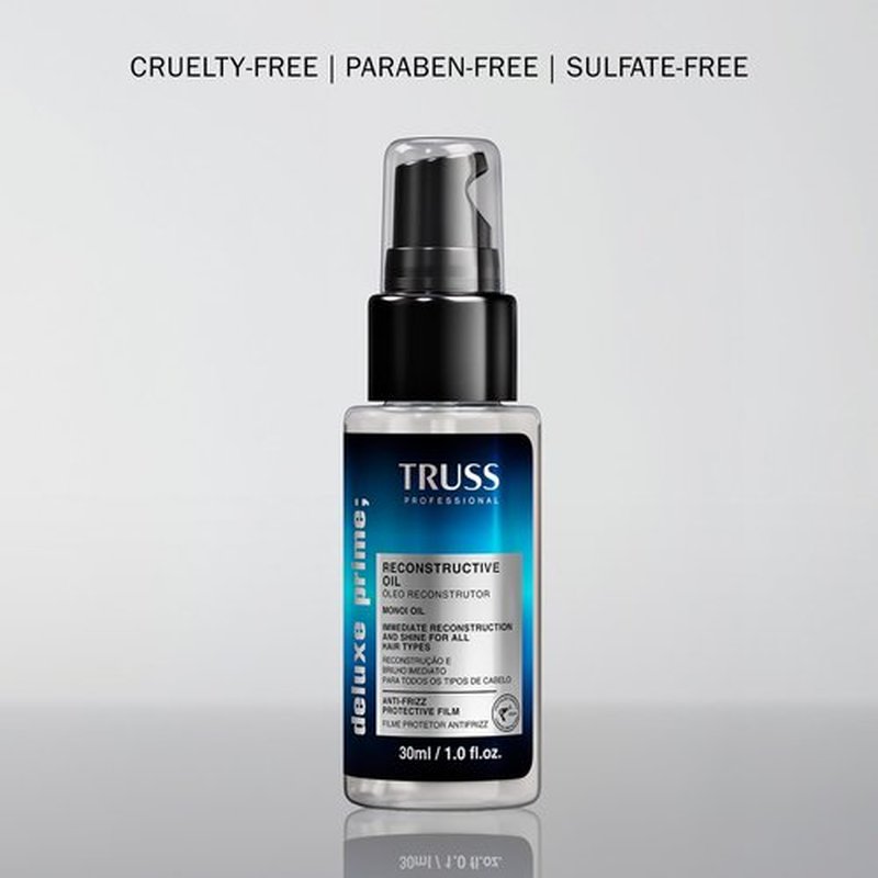TRUSS Deluxe Prime Reconstructive Hair Oil for Damaged Hair - Split End Repair Treatment with Heat Protection & Frizz Control - Seals Cuticle for Strength & Softness (1 Fl oz)
