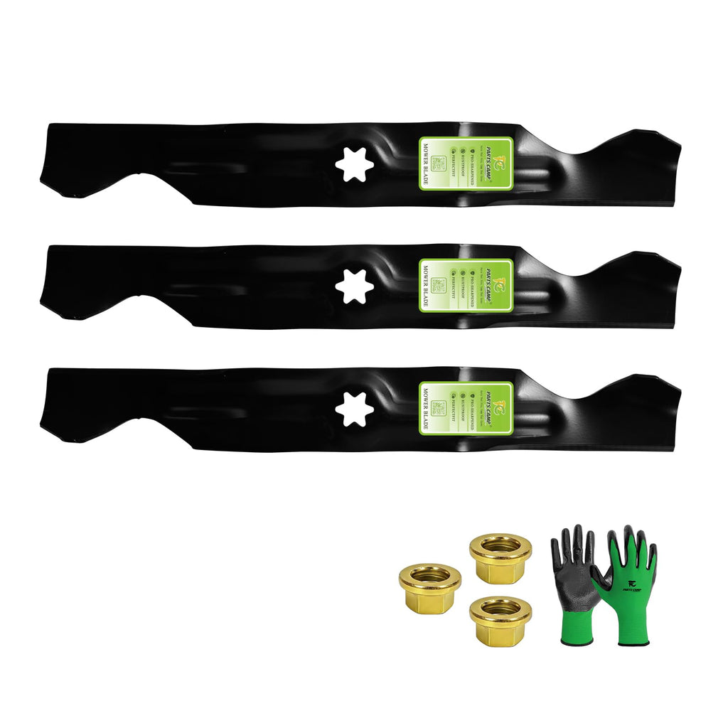 Parts Camp 3 Pack 50-inch Cutting Deck 742-04053 942-04053 742-04053C High-Lift Mower Blades for Cub Cadet RZT50 LT1050 i1050 LGT1050 SLT1550 Zero Turn Riding Mowers- 6 Point Star Center Hole
