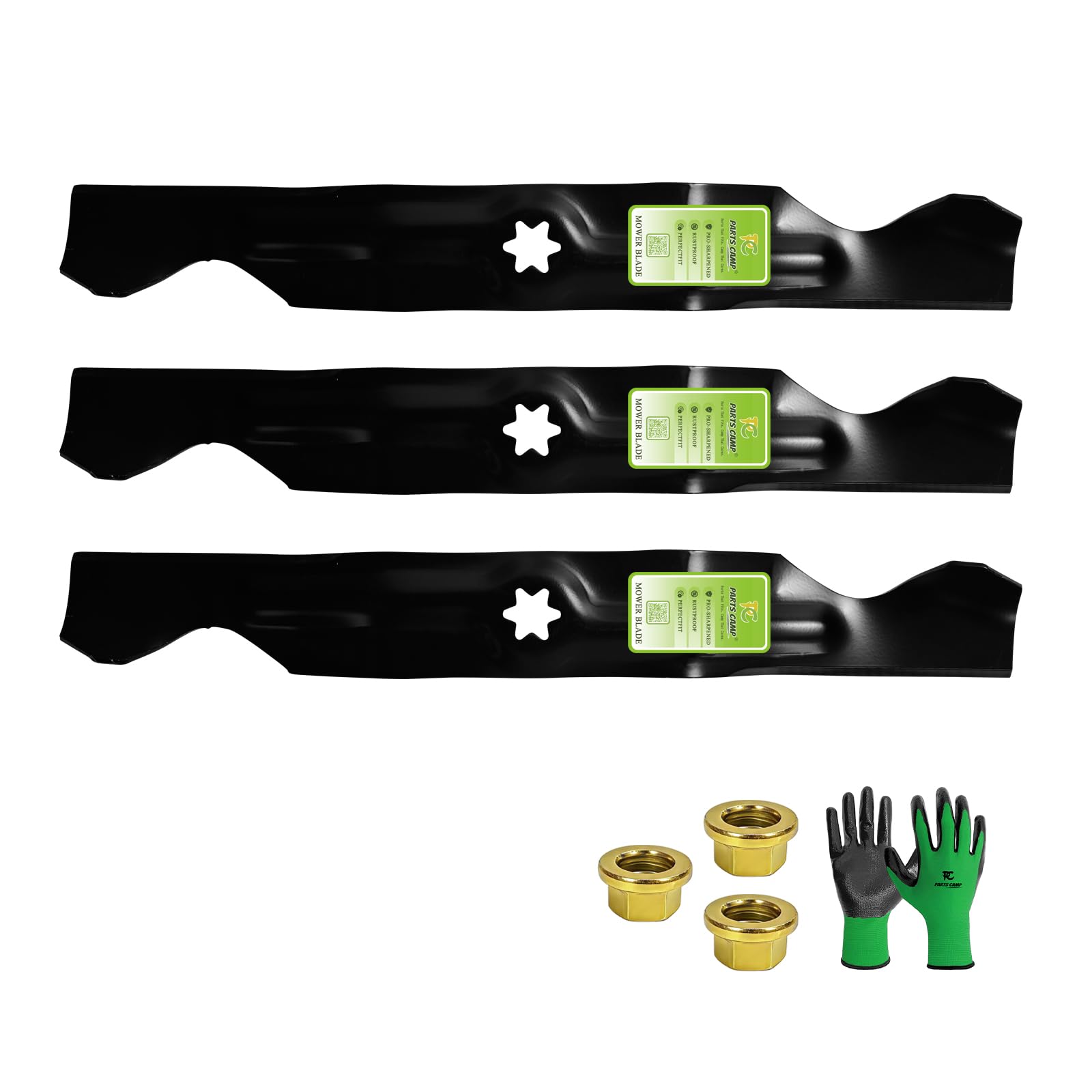 Parts Camp 3 Pack 50-inch Cutting Deck 742-04053 942-04053 742-04053C High-Lift Mower Blades for Cub Cadet RZT50 LT1050 i1050 LGT1050 SLT1550 Zero Turn Riding Mowers- 6 Point Star Center Hole