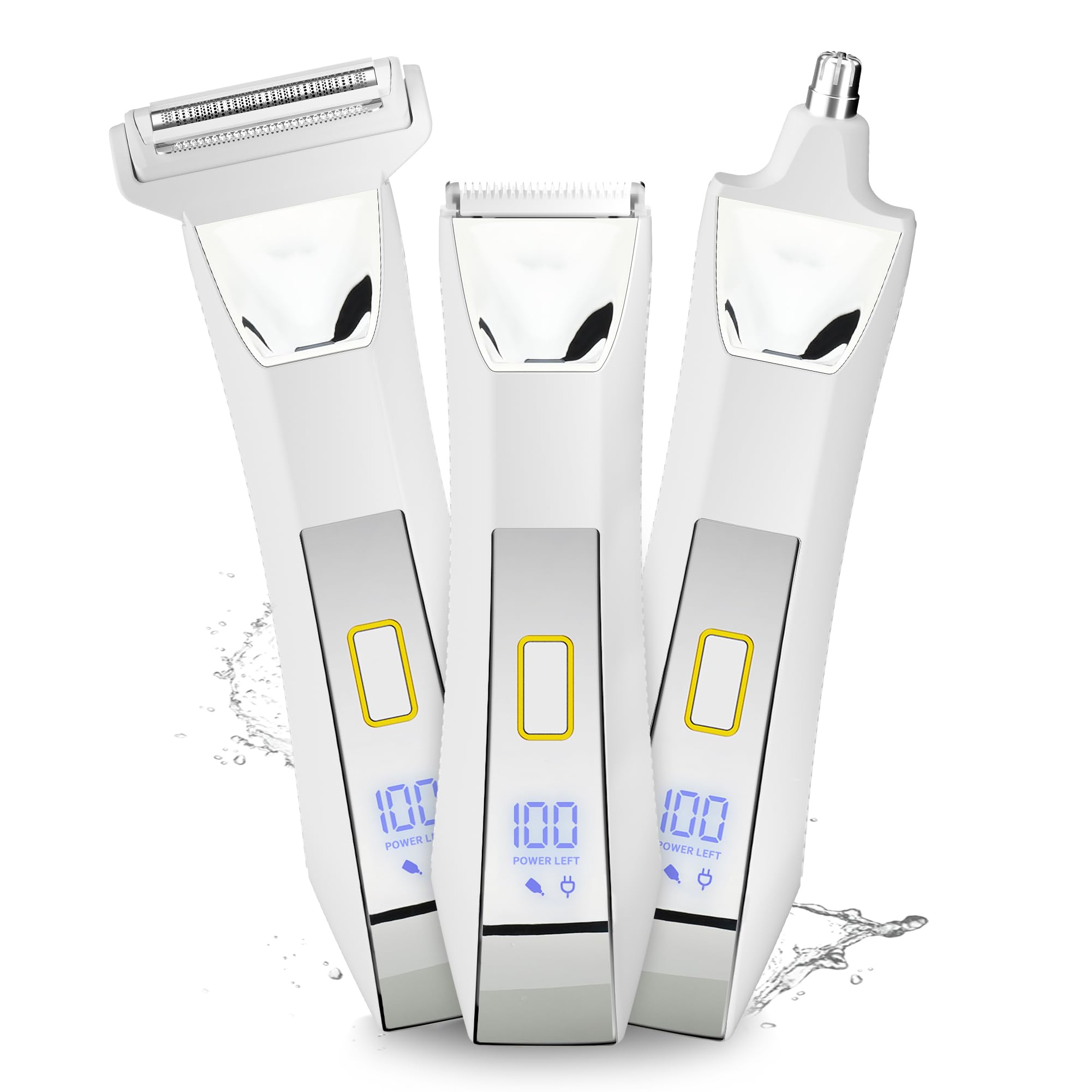 Karrte Women's Razors for Shaving Pubic Hair, 3-in-1 Wet & Dry Bikini Trimmer for Women's Private Area, Replaceable Ceramic Blade Head Electric Shaver with Travel Lock