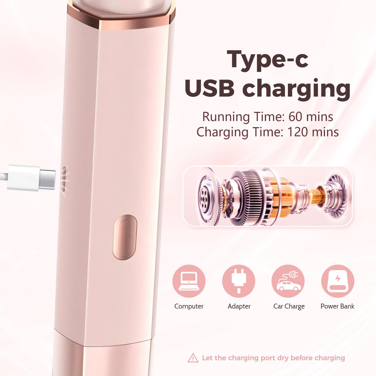 Pedersean Bikini Trimmer for Women, 2 in 1 Electric Razors for Women, IPX7 Waterproof, USB Rechargeable Wet and Dry Shaver, Suitable for Hair Removal All Over The Body
