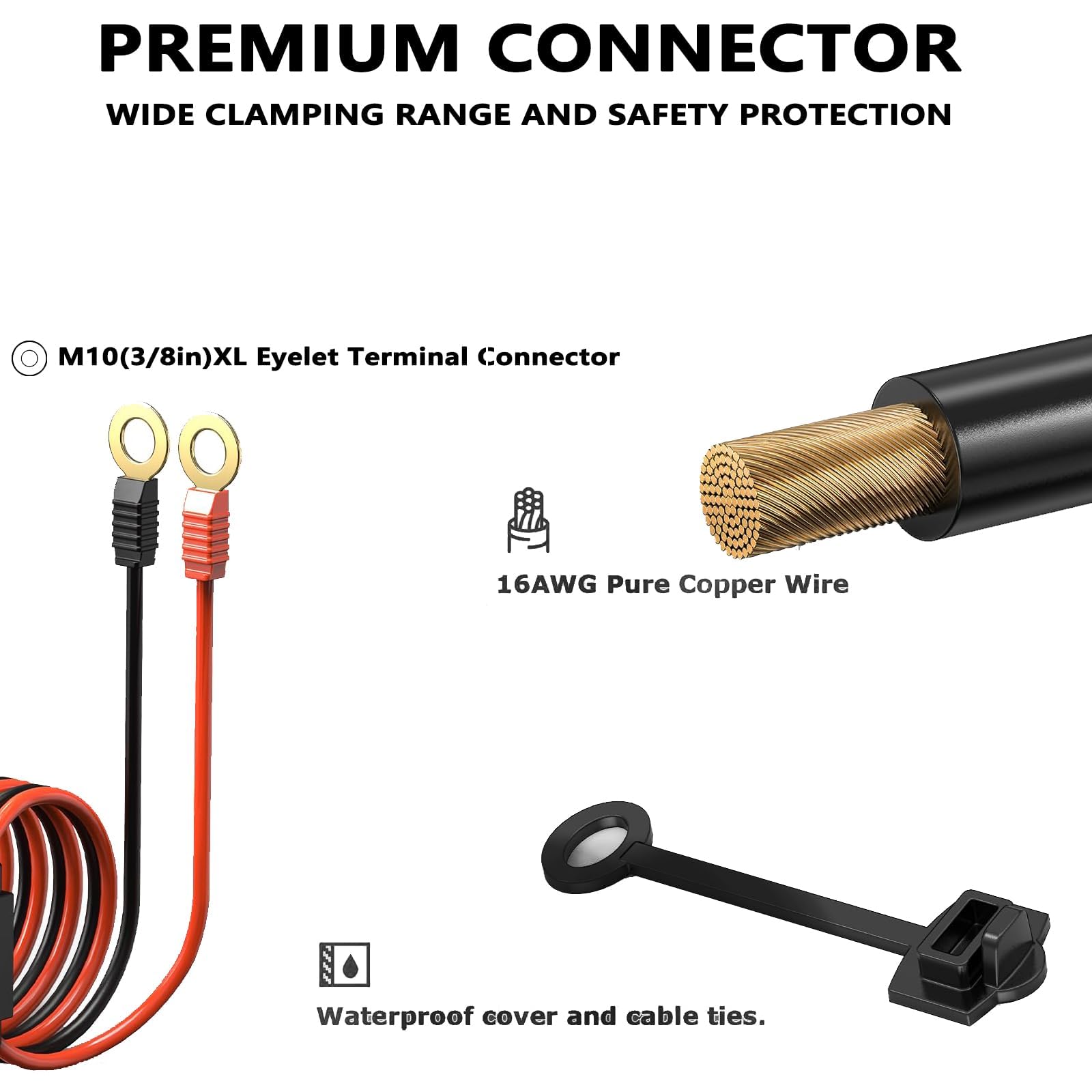 2 PCS M10 XL Eyelet Harness Compatible with NOCO GC008 X-Connect Chargers