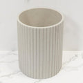 Beige Luxury Stone Trash Can by [Brand Name] - Modern Resin Wastebasket for Bathrooms & Offices