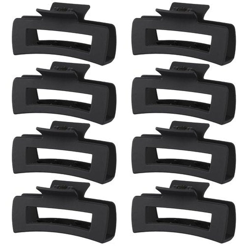 4.1 Inch Large Hair Claw Clips 8 Pcs Rectangle Big Hair Clips for Thick Hair Nonslip Claw Acrylic Banana Jaw Clips Hair Accessories for Women and Girls (Black)