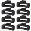 4.1 Inch Large Hair Claw Clips 8 Pcs Rectangle Big Hair Clips for Thick Hair Nonslip Claw Acrylic Banana Jaw Clips Hair Accessories for Women and Girls (Black)
