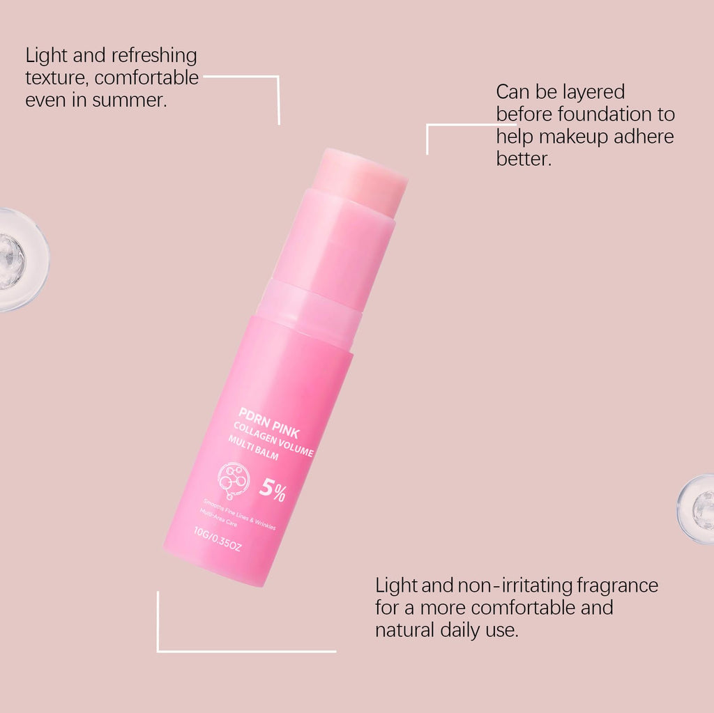 VOKOZK Gloura PDRN Pink Collagen Volume Multi Balm, PDRN Collagen Volufiline Stick, Volumizing Hydrating Firming Smooth, Gentle Enough for Face Eyes, Lips, Neck & More (2PC)