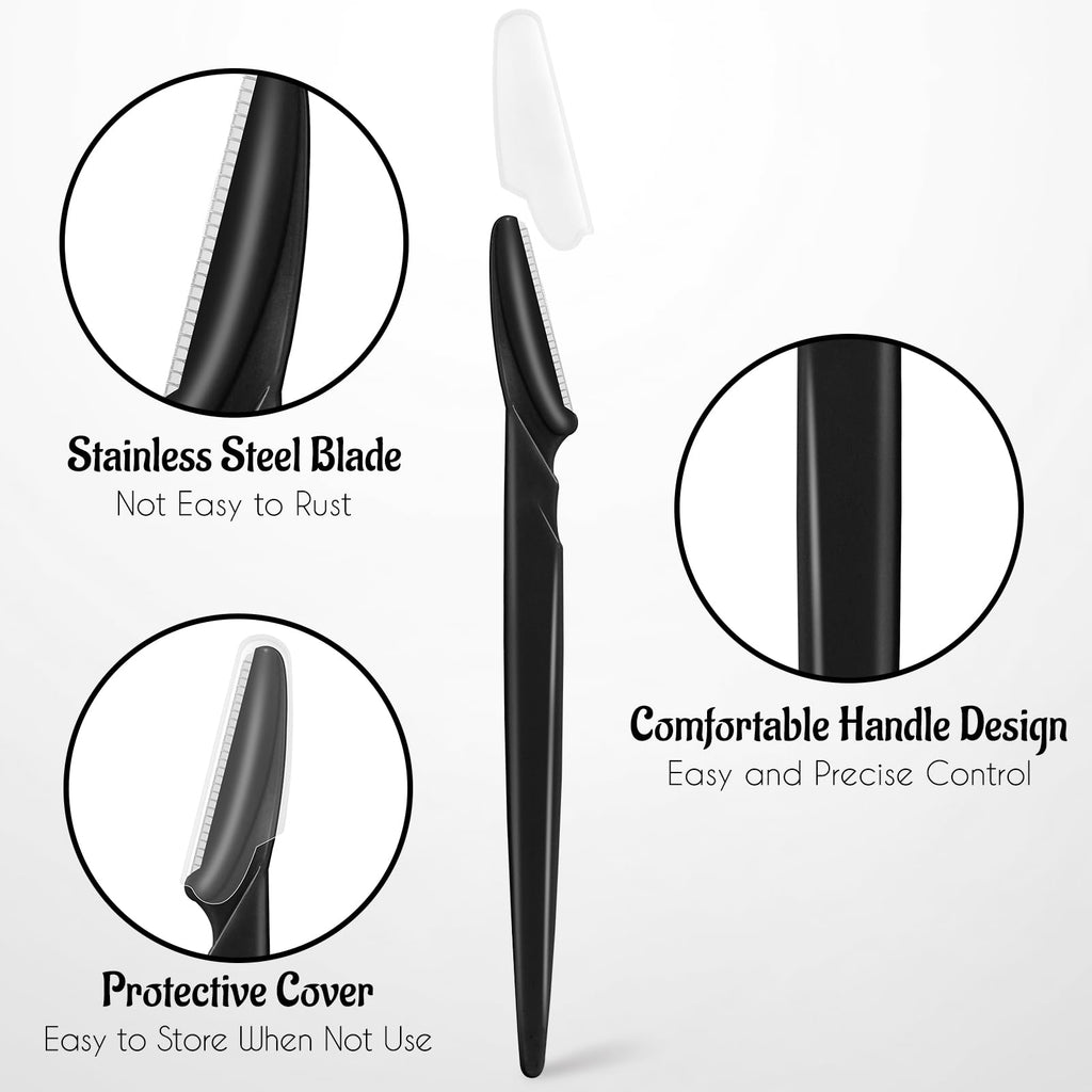 JHZMCRX 16 Pcs Eyebrow Razor Face Razors Multipurpose Facial Razors for Women Men Eyebrow Trimmers Shaver with Protective Cover Dermaplaning Facial Hair Removal Tools Black