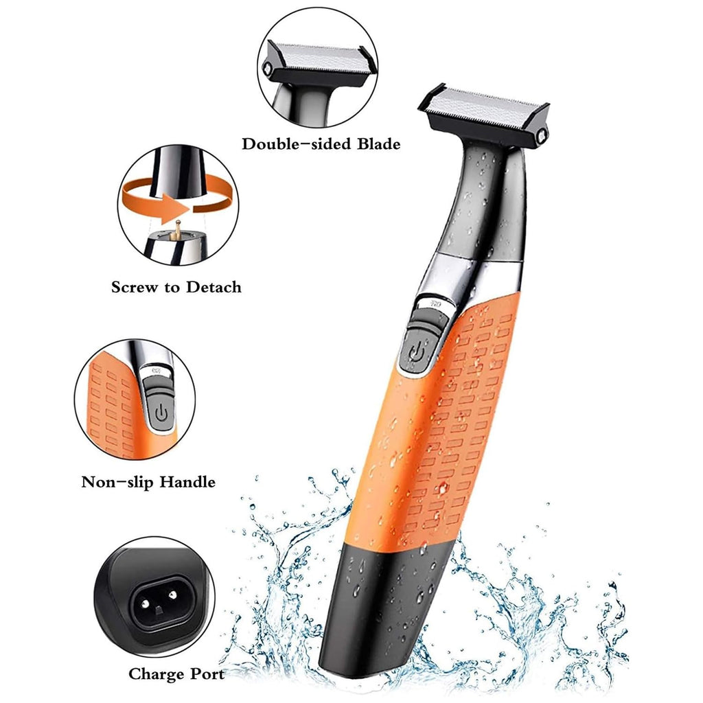 Electric Razor, Beard Trimmer Men, Waterproof Beard Grooming,Cordless USB Rechargeable Body Groomer and Hair Remover for Eyebrow, Beard Facial& Body Hair for Men and Women