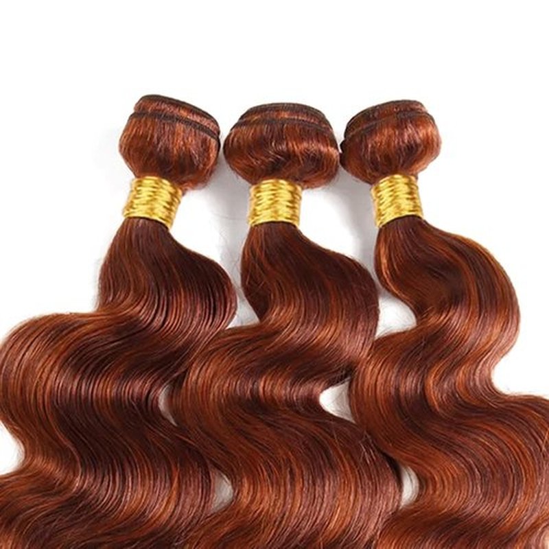 P33/350 Bundle Copper Brown Body Wave Human Hair Bundles Color 350 Ginger Body Wave 3 Bundles 20 20 20 Inch Two Tone Color 33 Auburn Mixe With Ginger Bundle