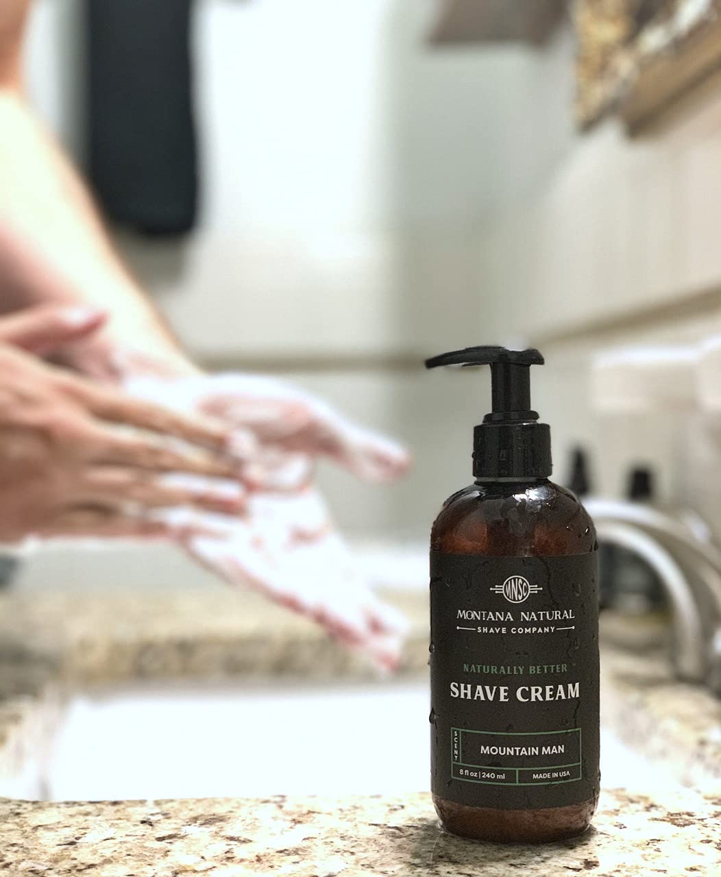 MNSC Black Timber Naturally Better Pump Shave Cream - Smooth, Hypoallergenic, All-Natural, & Handcrafted in USA