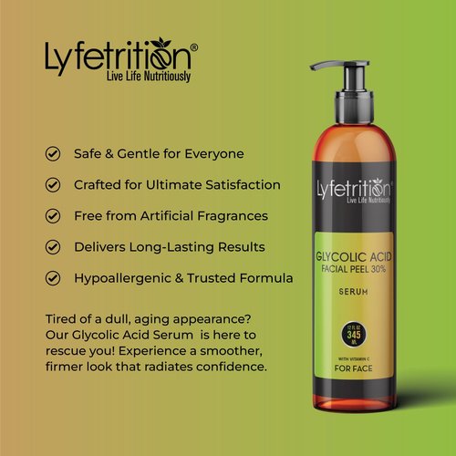 Lyfetrition Glycolic Acid/AHA 30% Renewal Serum, infused with Vitamins C & E for Skin Brightening, Exfoliating Serum Works for Dark Spots, Acne, and Reduces Fine Lines & Wrinkles - (12 Fl Oz)