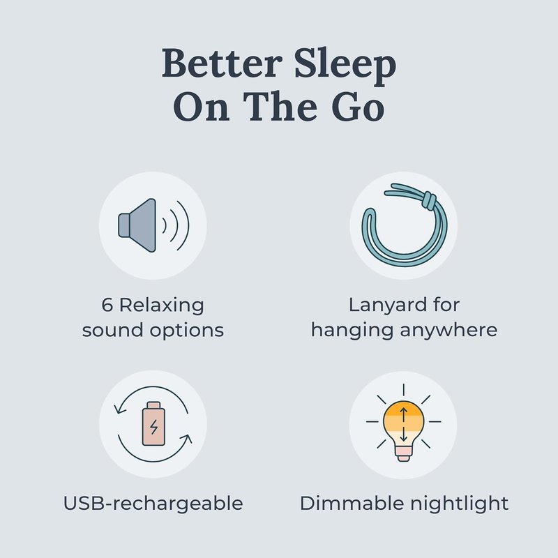 Yogasleep Travel Mini White Noise Machine - 6 Soothing Sounds, Volume Control & Dimmable Night Light