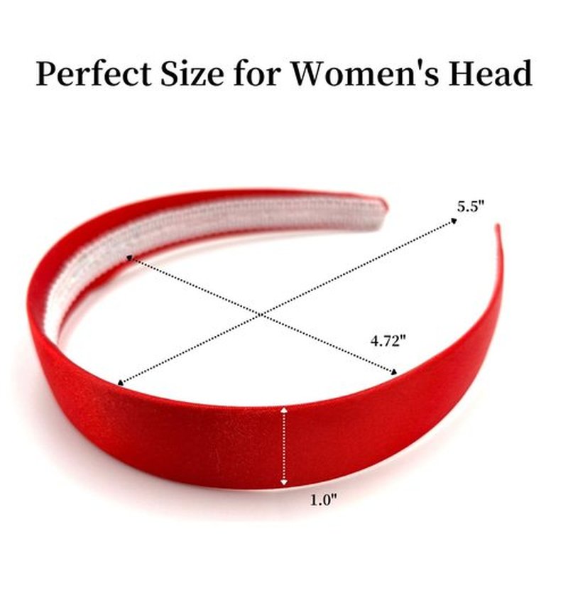 MDSTYLE Headband for Women and Girls - 1 inch Hairband - Hair Accessories, Hard Headbands, Satin Hairbands (Red, 1 inch)