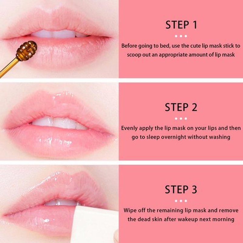 3 Pcs Bee Lip Balm Honey Pot, Honey Strawberry Watermelon Lip Mask Overnight, Moisturizing Sleeping Lip Mask, Hydrate Repair Prevent Dry Cracked Lip Care (Honey+Strawberry+Watermelon)