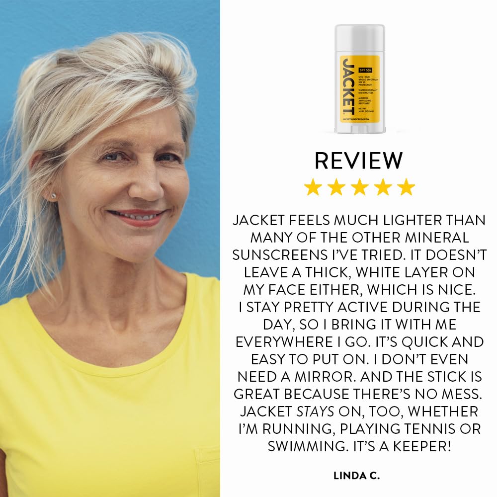 SPF 50+ Mineral Sunscreen Stick for Face & Body, Broad Spectrum UVA/UVB Protection, Water-Resistant Non-Comedogenic Sunblock, Vegan Zinc Oxide Formula with Moisturizing Oils, Travel-Friendly Solid SPF