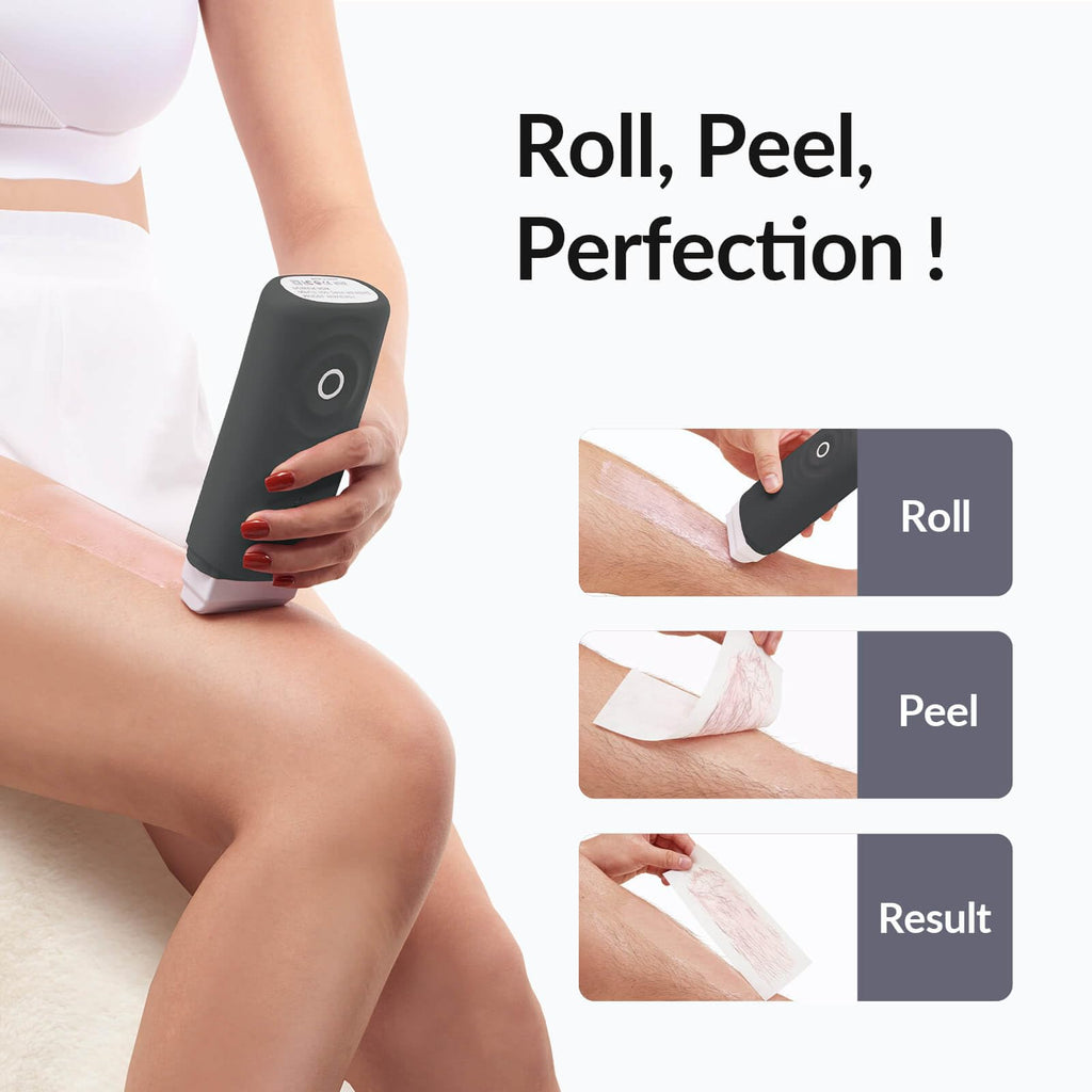 Waxing Kit for Women & Men, Waxfans Honey Roll On Wax Kit for Hair Removal at Home, with 1 Wax Cartridge & 50 waxing Strips, Lasts 4-6 Weeks, All Skin Types.