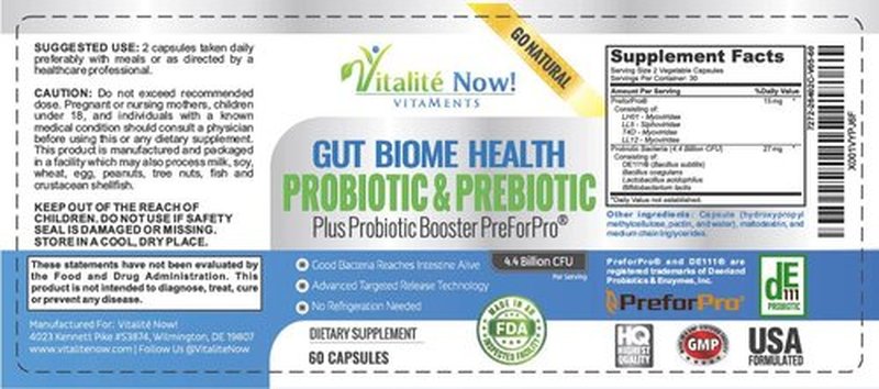 Premium Probiotic plus Ultimate Prebiotic - Gut Biome Builder & Restoration - 4.4 Bn CFU - Best for Women & Men - Bacteria Reaches Intestine within Hours - No Refrigeration - Bacillus Subtilis