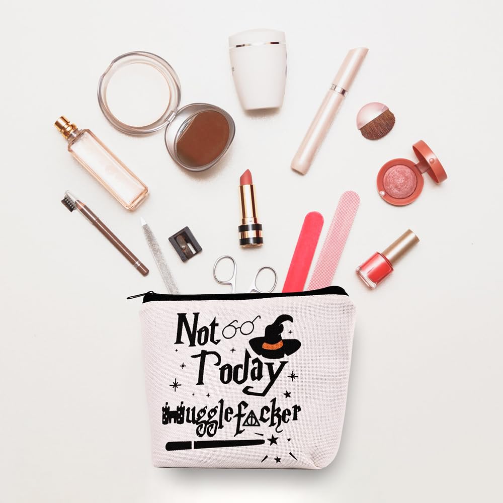 Paliboiu Magic Wizard Makeup Bag Funny Not Today Cosmetic Bag Zipper Travel Toiletry Bag Gifts for Girl Sister Women Fans