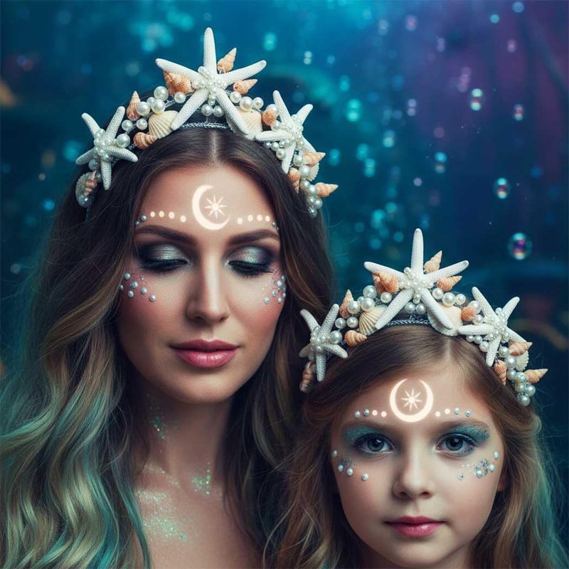 Unicra Starfish Crown and Tiaras Silver Pearl Bridal Headband Beach Headpiece Wedding Hair Accessories for Women and Girls