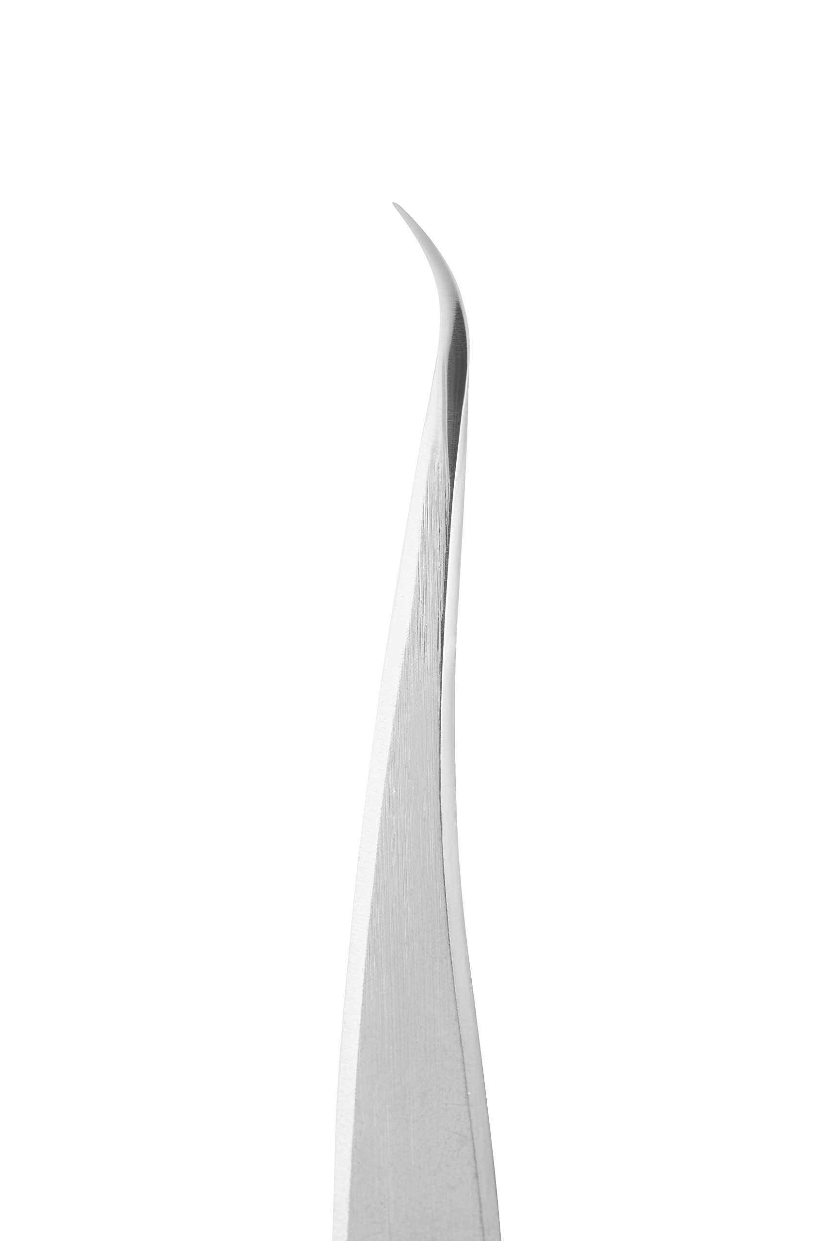 STALEKS PRO Expert 41 Type 3 Professional Eyelash Tweezers (Curved) – Stainless Steel for Classic Eyelash Extensions & Corner Work
