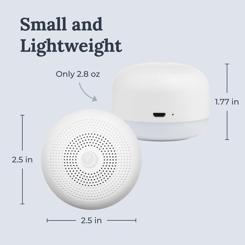 Yogasleep Travel Mini White Noise Machine - 6 Soothing Sounds, Volume Control & Dimmable Night Light