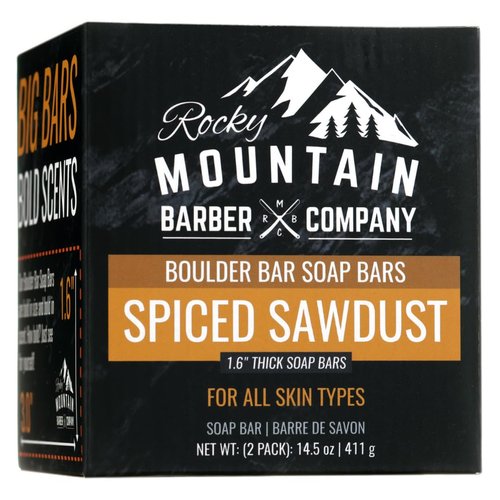 Skiennix Men's All-in-One Shampoo & Body Soap Bars - Extra Thick Glycerin - 2 Bars - Spiced Sawdust Scent - 14.5 oz