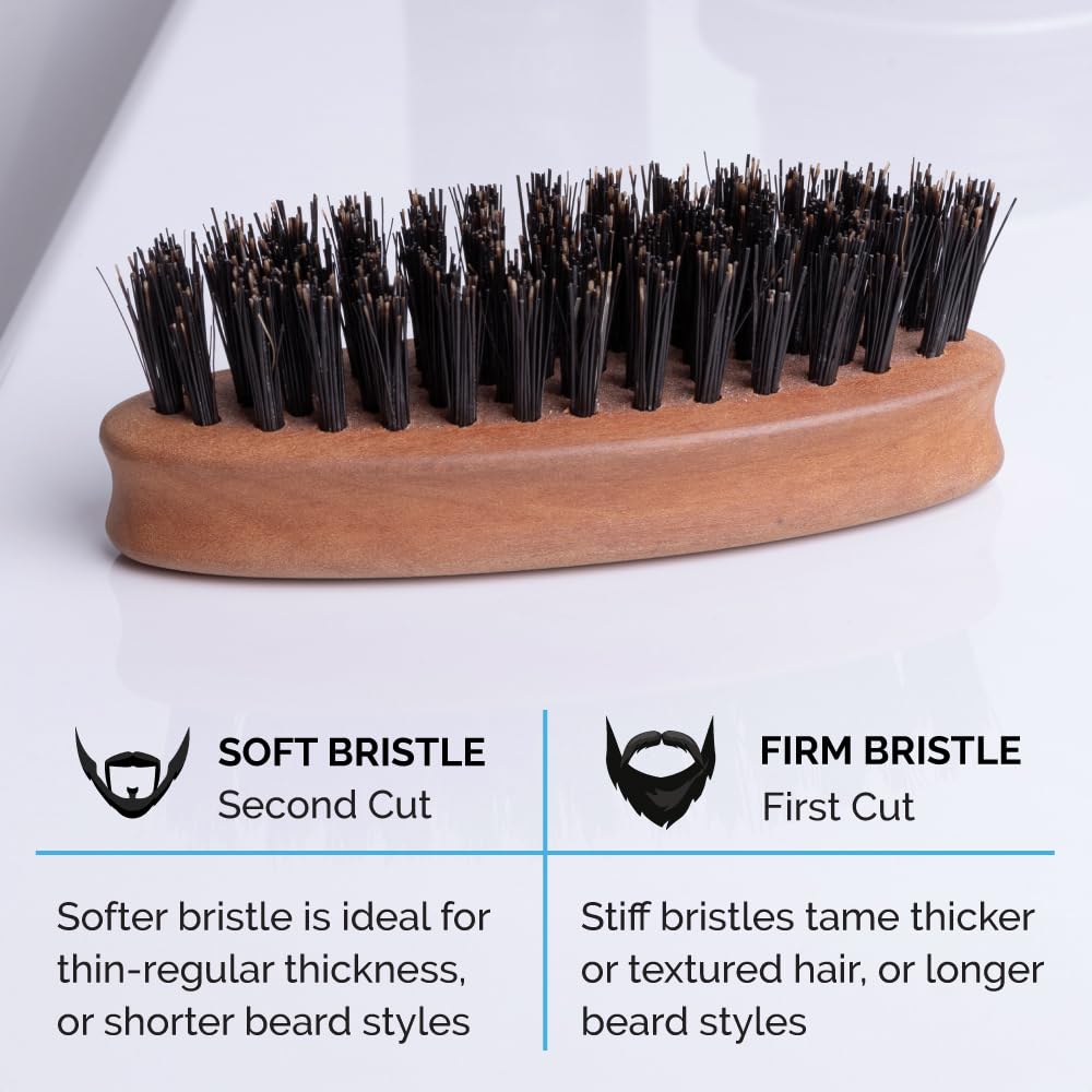 ZEUS Pocket Beard Brush, 2 PACK – (1) SOFT & (1) FIRM Bristle Boar Hair Beard & Mustache Brushes – MADE IN GERMANY