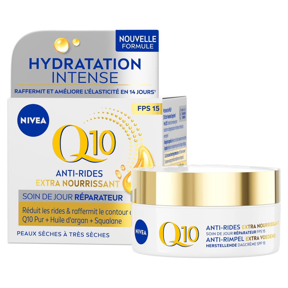 NIVEA Q10 Anti-Wrinkle Nourishing Daily Face Cream for Mature and Dry Skin, Enriched with Coenzyme Q10 and Natural Oils to Support Firmness, Smoothness, and Long-Lasting Hydration, 50 ml