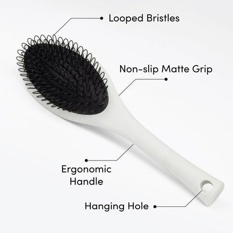 The Hair Shop Beige Loop Brush - Professional Ergonomic Detangler for 100% Remy Hair Extensions | Light Grey