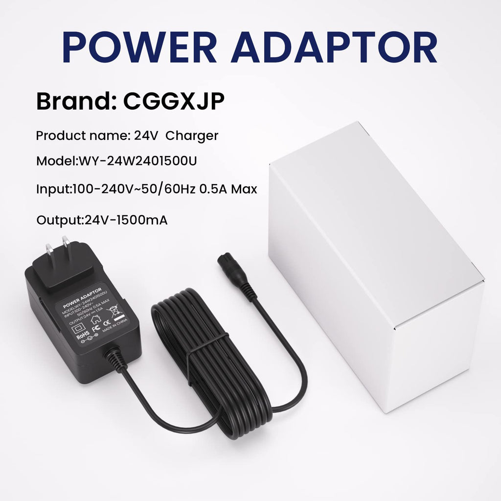 CGGXJP 24V 1500mA Electric Scooter Fast Battery Charger Replacement for Razor E100 E200 E300 MX350, 3-Prong Inline Female Power Cord for Dirt Quad, Pocket Mod, Sports Mod, Go Kart