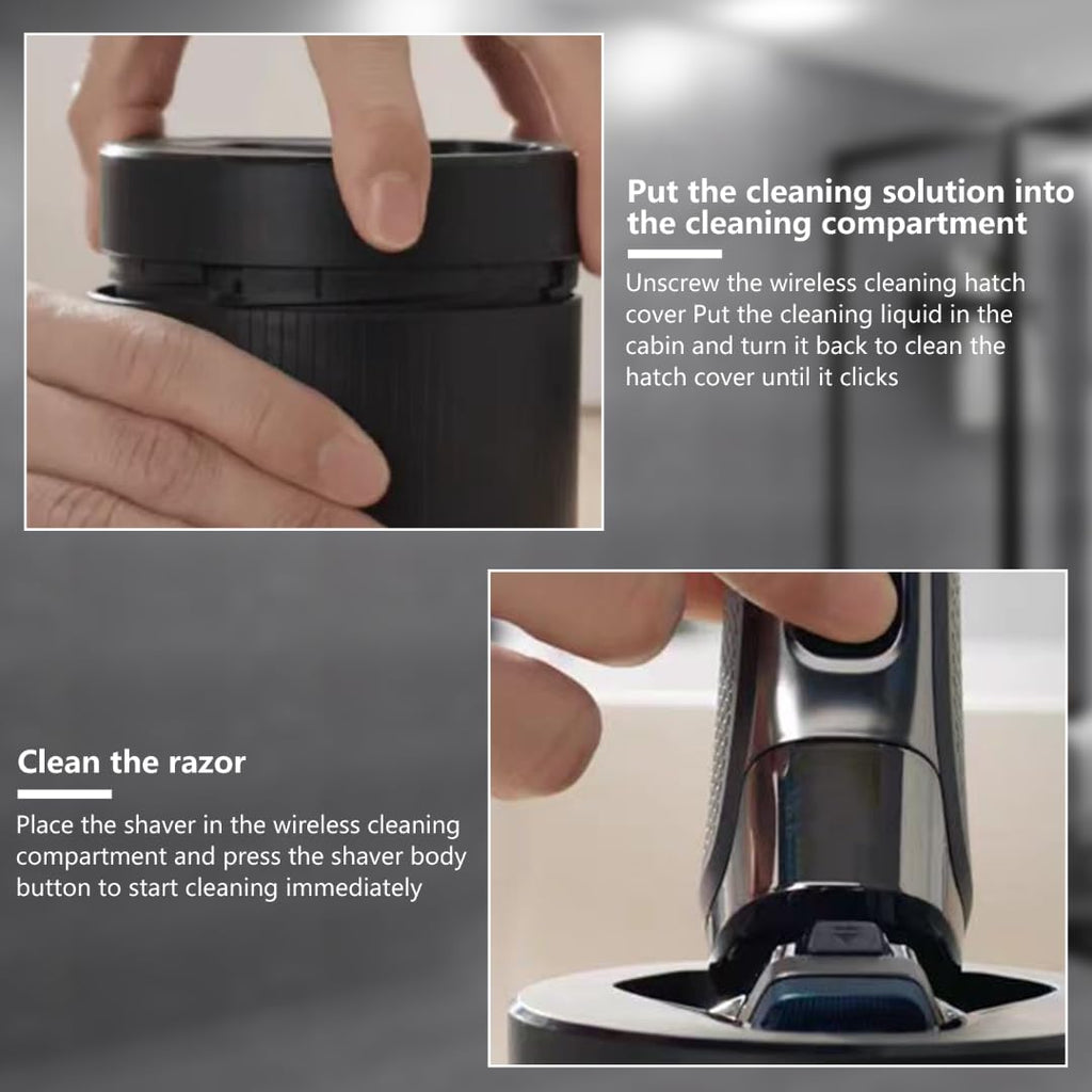 JRSHOME Quick Cleaning Clean Pod for Philips Series 7000 and Series 9000 Shavers, Black
