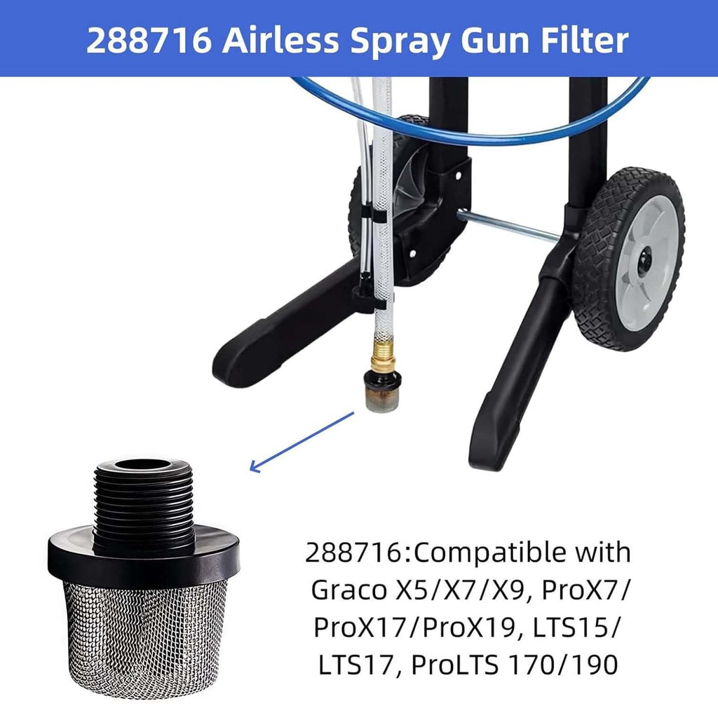 HSKLAADC (8pc) 288749 Spray Gun Filters and (2pc) 288716 Inlet Suction Strainer，fits for Graco SG10, SG20, SG Pro Series Airless Paint Spray Sprayer Replacement Parts