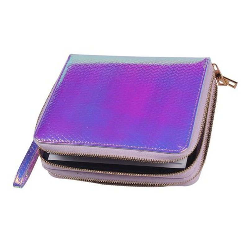 FingerAngel 120 Slots Nail Stamping Plate Holder Case Laser Style Rectangular Manicure Nail Art Plate Organizer with Double Zipper Nail Template Case (C)