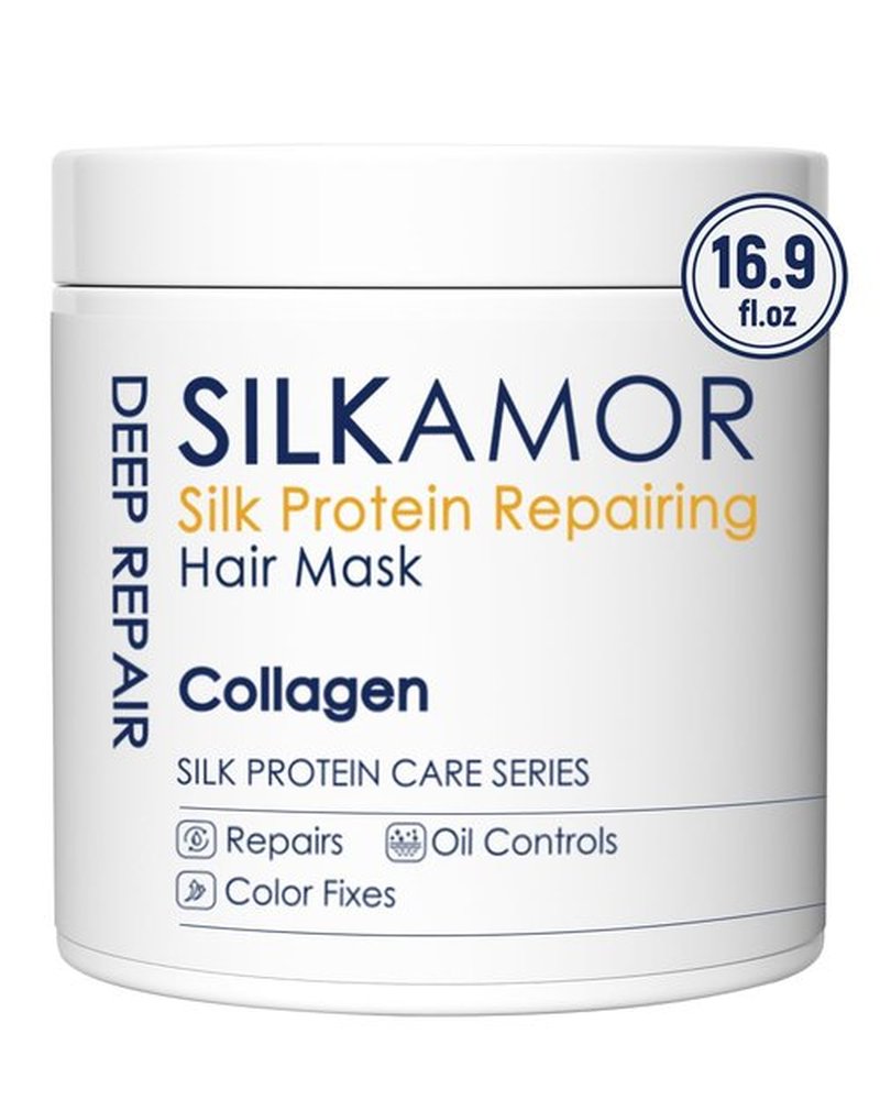 Hair Protein, Protein Hair Treatment, Nourishing + Strengthening + Hydrating Hair Mask For Curly Dry Damaged Bleached Split End Hair, Silk Protein & Sericin, Soft Fragrance, 500ml
