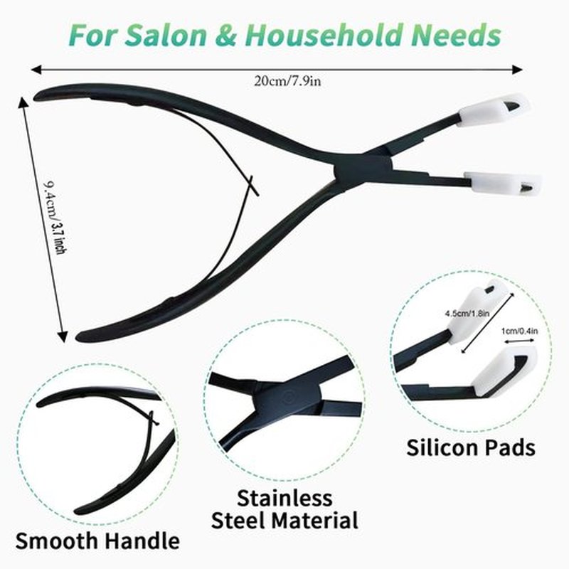 Hair Extensions Tools Kit Tape in Hair Sealing Pliers Tool Kit, Professional Flat Surface Sealing Hair Extension Plier Tools with Double Sided Replacement Adhesive Hair Extension Tape Tabs