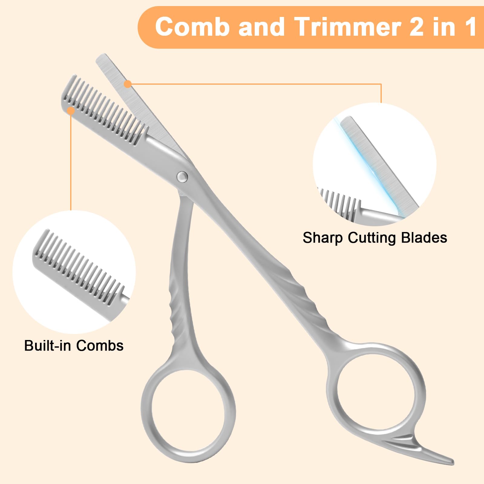 Diesisa Eyebrow Trimmer Scissors: Eyebrow Trimmer For Men - Eyebrow Scissors With Comb - with Double Headed Eyebrow Brush - Stainless Steel Eyebrow Cutter,Eyebrow Trimmer for women