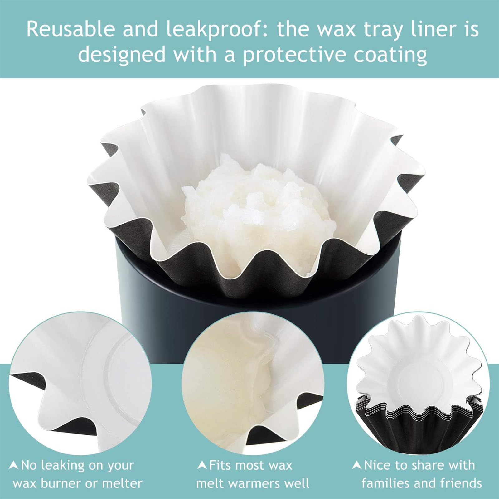 Boao Wax Melt Liners Reusable Leakproof for Any Wax Cubes Waxes Warmer Containers Cups for Scented Candle Plug in Warmers Electric Waxes Melters Burner(Blue,50 Pieces)
