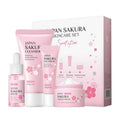 Travel Skincare Kit - Sakura Gentle Korean Skin Care Set for Teen Girls & Women | Hydrating Cleanser, Anti-Aging Serum, Moisturizer, Eye Cream - Radiant Skin Mini Holiday Box Gift (4PC)