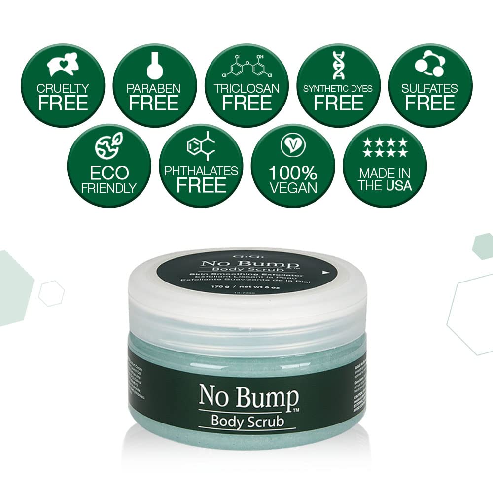 GiGi No Bump Body Scrub – Exfoliating Scrub for Ingrown Hair & Razor Burns, Unclogs Pores & Removes Dead Skin, Skin Smoothing Exfoliator
