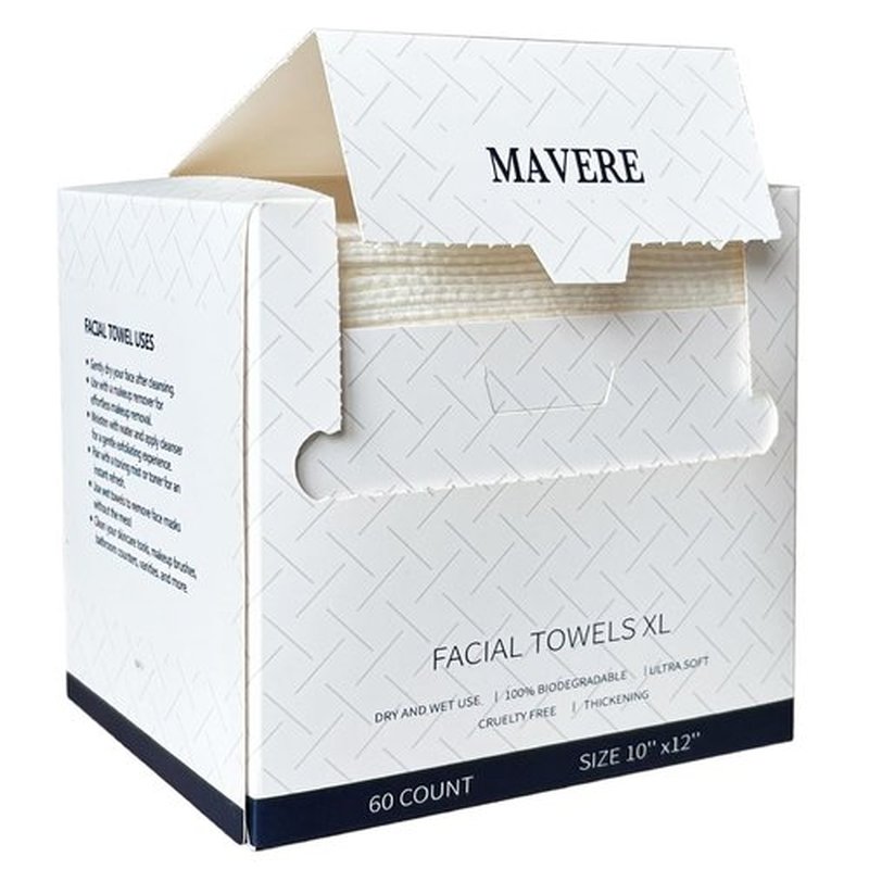 60-Count Disposable Face Towels Extra Large (10"x12") - 100% USDA Biobased, Fully Biodegradable Disposable Dry Wipes - Super Soft Makeup Remover & Facial Cloths for Sensitive Skin