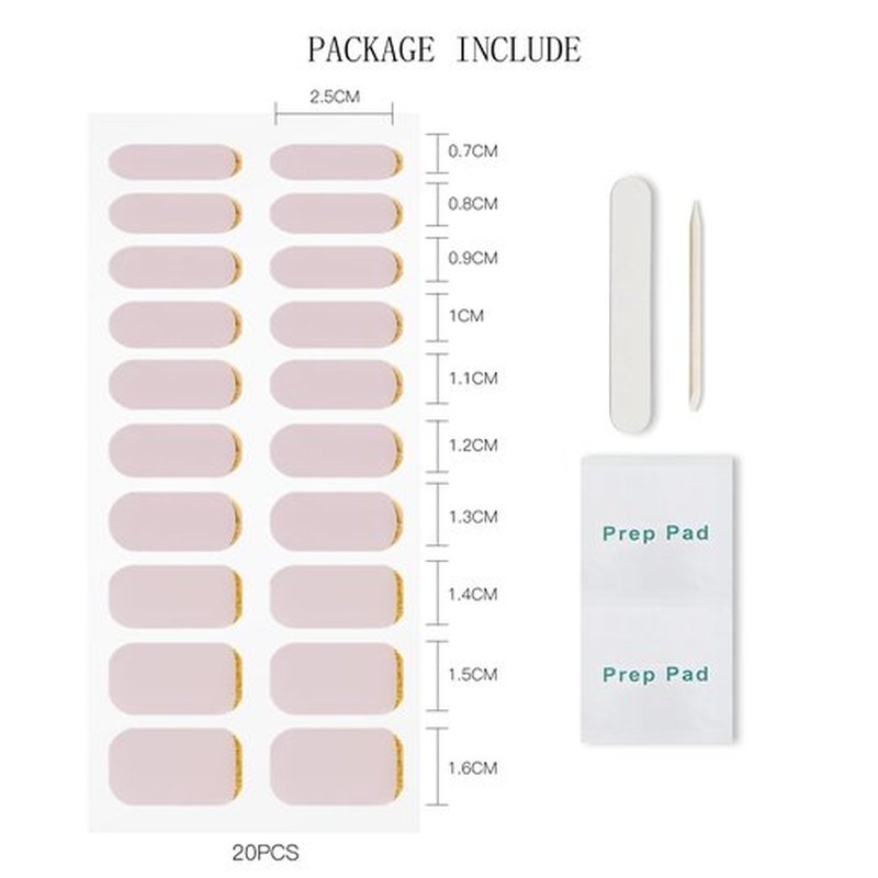 JMEOWIO Gel Nail Stickers Gold Line French Tip Semi Cured Gel Nail Strips Wraps UV/LED Nails Art Design Decoration Accessories