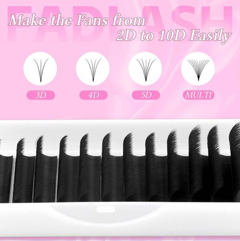 FADLASH Easy Fan Eyelash Extensions 13-16mm Mixed Tray Self Fanning Volume Lash Extensions 0.03-0.10 Rapid Blooming Lash Extensions (0.07-D, 13-16mm Mix)