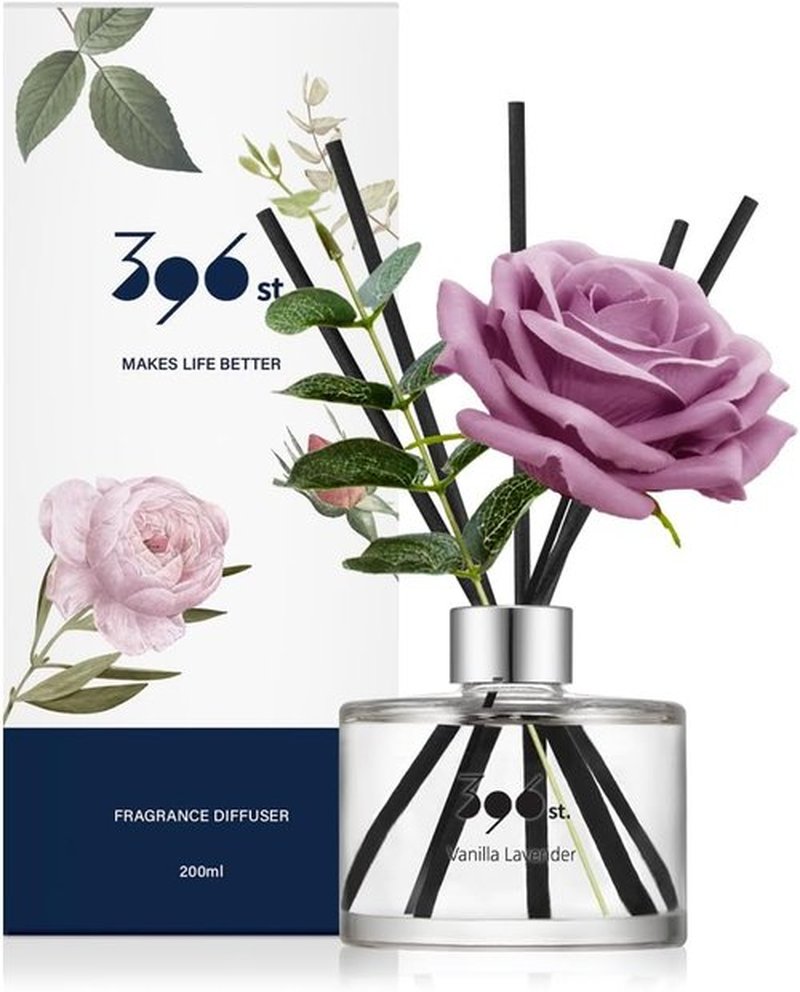 396 St. Rose Flower Reed Diffuser - Vanilla Lavender, 200ml (6.7oz) | Elegant Home Fragrance Decor