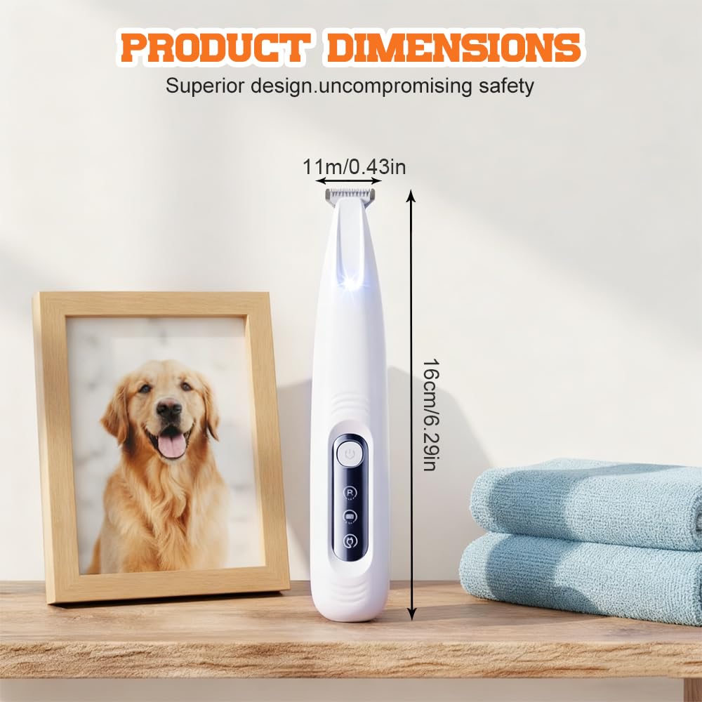 KAMOJI Cat Grooming Trimmer, 2026 New Waterproof Rechargeable Shaver with LED Light, Upgrade Electric Quiet Dog Cat Grooming Trimmer Multifunctional Pet Hair Trimmer (White)
