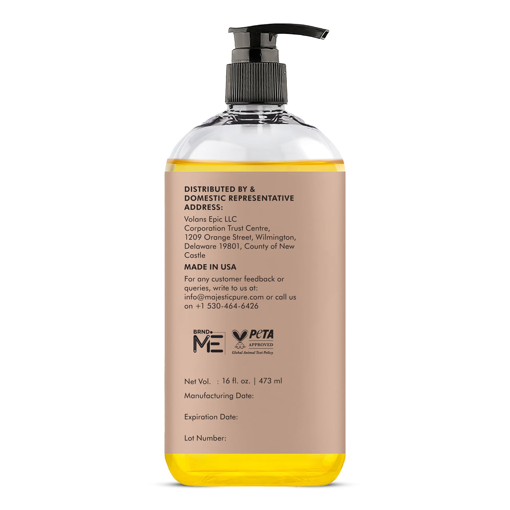 MAJESTIC PURE Apricot Oil, 100% Pure and Natural, Cold-Pressed, Apricot Kernel Oil, Moisturizing, for Skin Care, Massage, Hair Care, and to Dilute Essential Oils, 16 fl oz