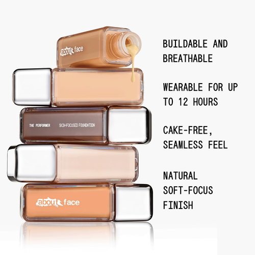About-Face The Performer Skin-Focused Foundation - Medium Coverage, Long-Wear, Vegan Formula - 1.08oz