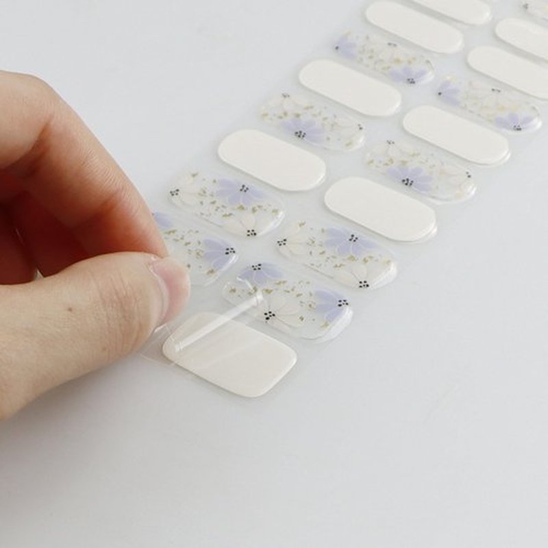 JMEOWIO Gel Nail Stickers Beige Purple Flower Semi Cured Strips Wraps UV/LED Supplies Art Design Decoration Accessories