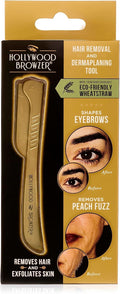 Hollywood Browzer Hair Removal and Dermaplaner - Eyebrow Razor for Women - Removes Peach Fuzz - Travel Size Eyebrow Grooming Kit - Gold - 1 pc