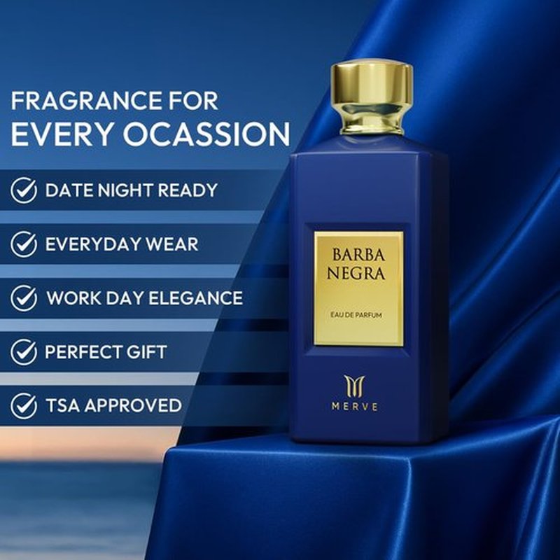 Merve Barba Negra Premium Unisex Fragrance - Long Lasting Citrus, Fruity & Ambery Musk | 3.4 Ounces